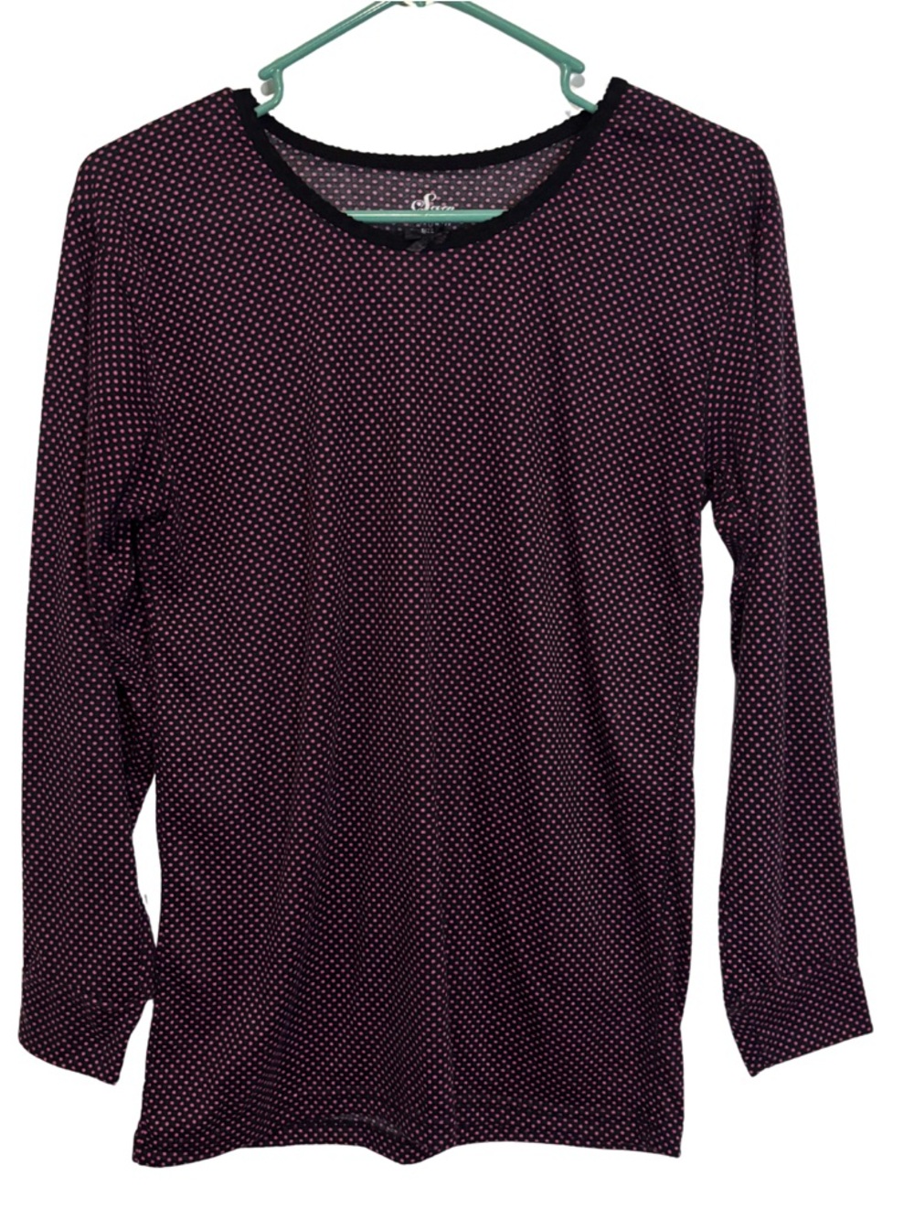 3/$20 Seven Apparel Intimate Women's Long Sleeve Pink Dot on Black Pajama Top